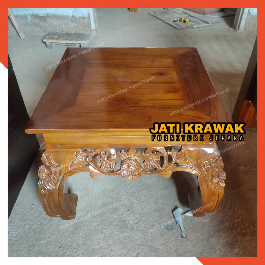 Meja kecil tamu teras ukiran ketapang kayu jati grade A