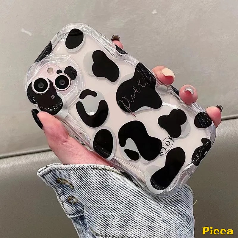 Casing Pasangan Simple Motif Leopard Ekspresi Lucu Untuk Redmi A1 9 9C Nfc10 9A A2 9T 10A 10C Redmi Note12 10 11 8 9 11s 10s 10Pro 10 Pro Max Plus POCO M3 3D Penutup Tepi Bergelombang Lengkung