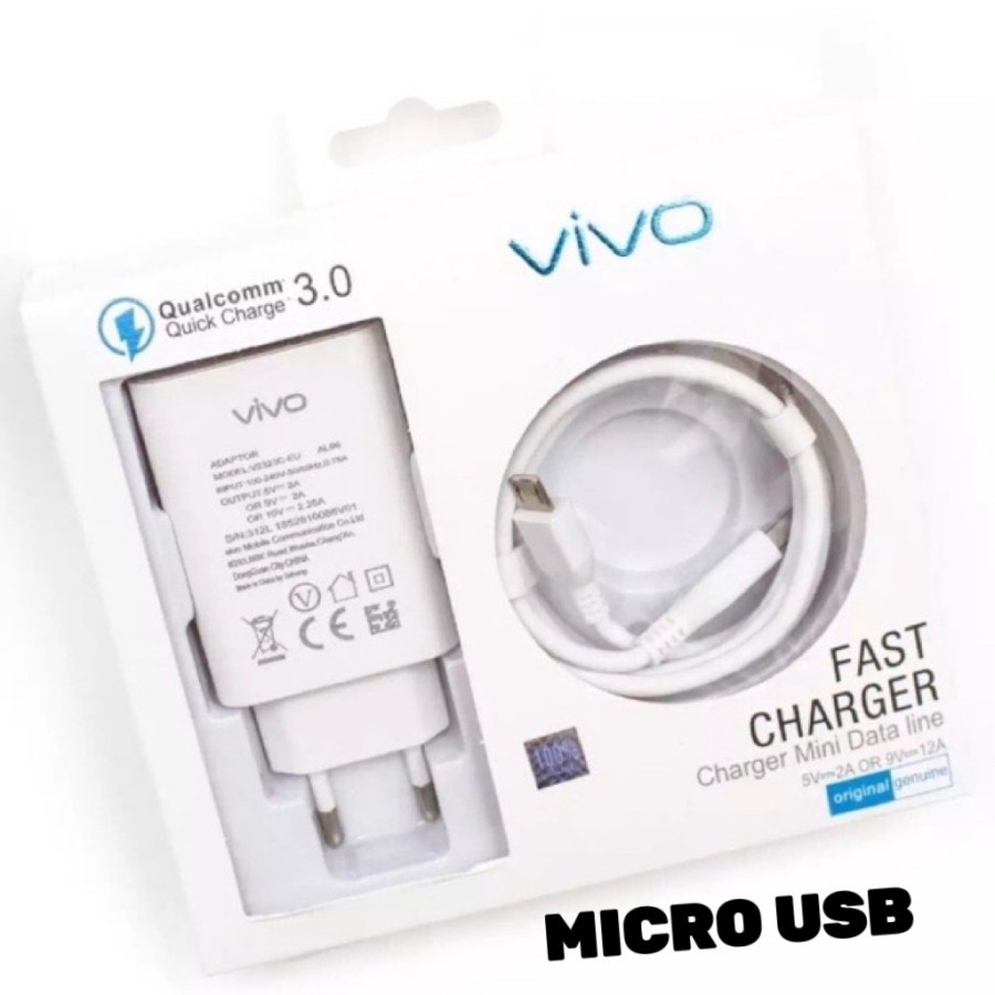 ORIGINAL Vivo Fast Charging USB Type C dan Micro USB Qualcomm 3.0 Quick Charge