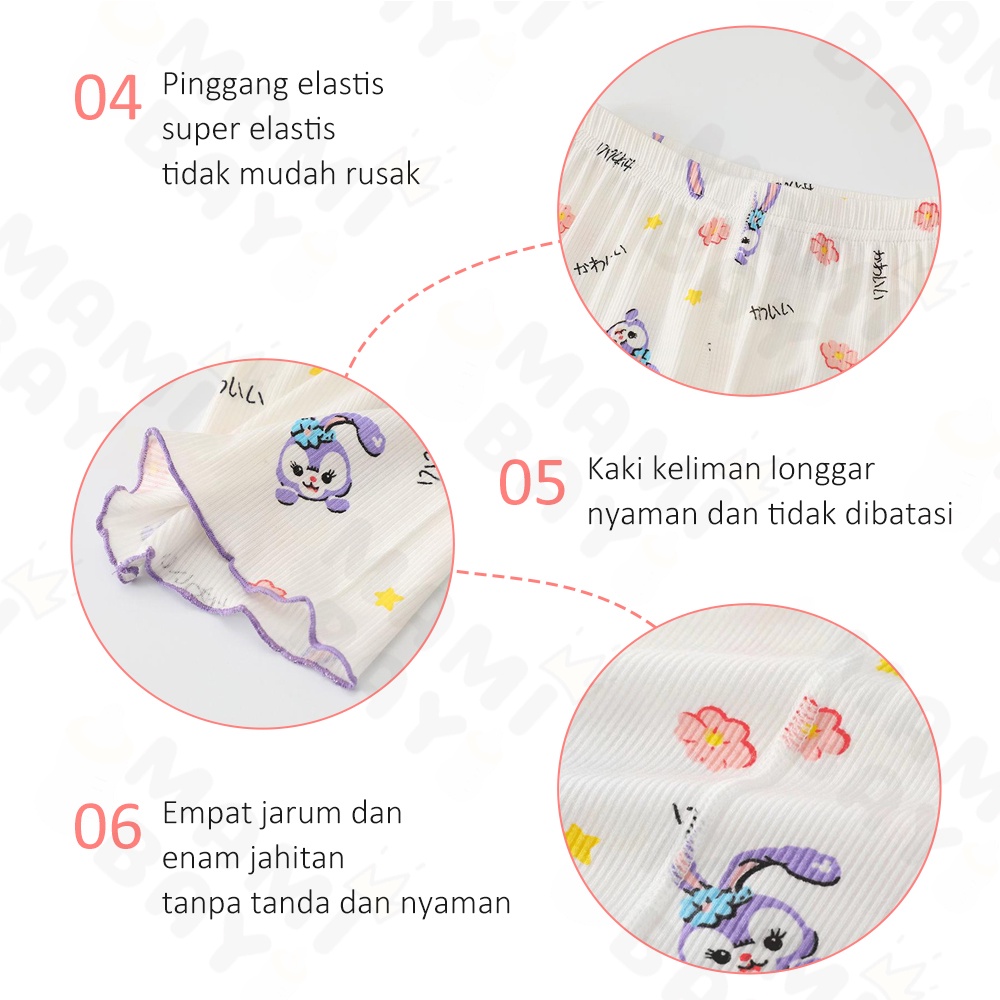 OKEYI Setalan Piyama Anak Perempuan Bahan Sutra Es Baju Tidur Anak Motfi Bunga