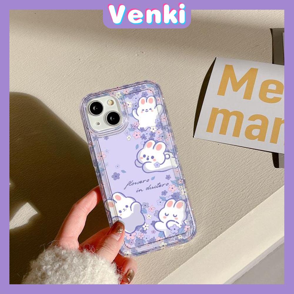 VENKI - For iPhone 11 Case Clear Phone Case TPU Soft Case Airbag Shockproof Protection Camera Cute Flower Bunny Compatible with iPhone 14 13 Pro Max iPhone 12 Pro Max XR XS 7 8Plus