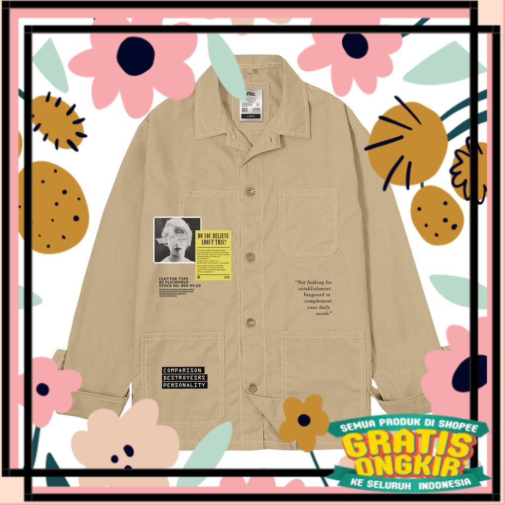 FLICWORLD - Amber Overshirt Jacket Beige/ Spesial Terbatas Tebal