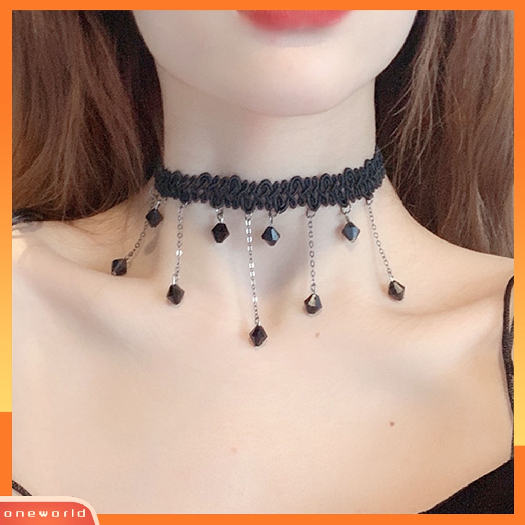 [ONE] 12 Pcs/set Mutiara Imitasi Menjuntai Pola Bunga Wanita Kalung Ringan Gothic Vintage Renda Kerah Kalung Perhiasan Aksesori
