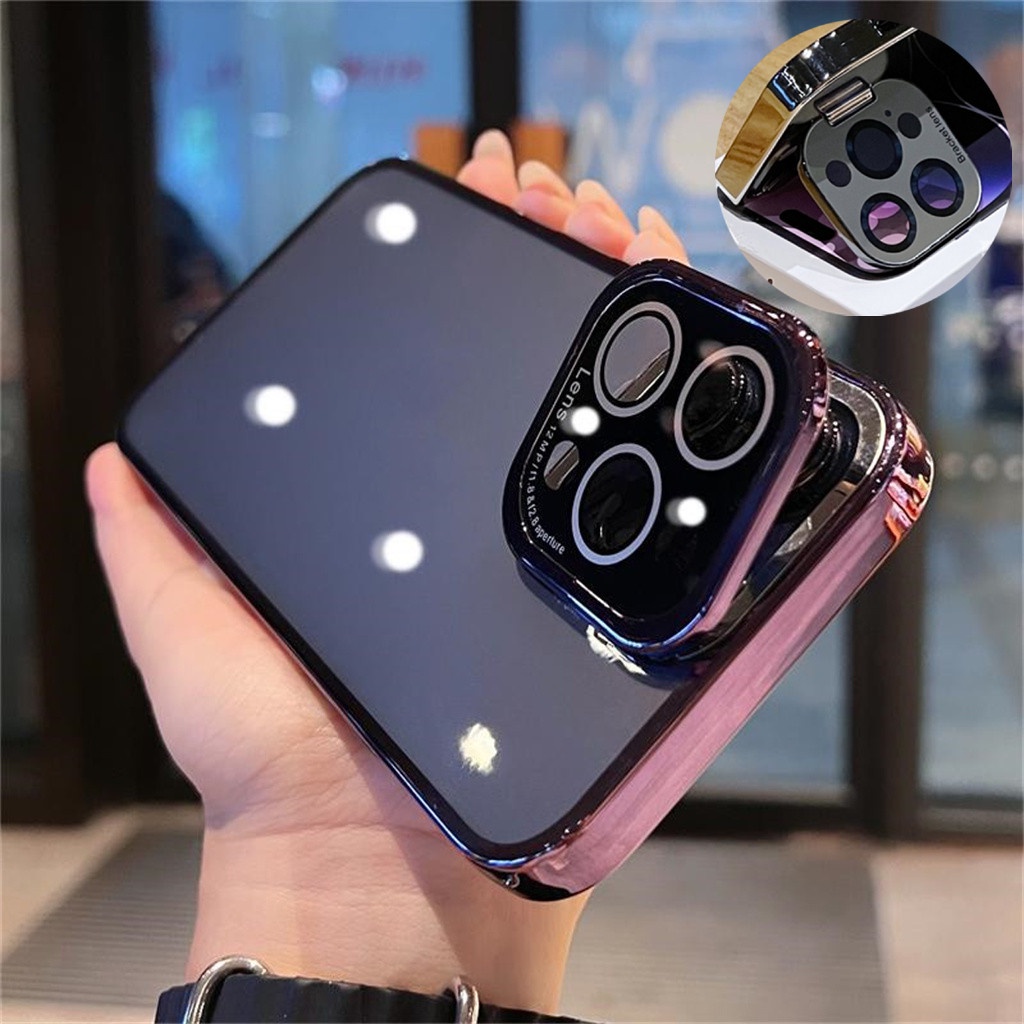 Kreatif shockproof case iPhone 14 Pro Max14 Plus case Dengan stand Iphone12 13 Pro Max case Kamera Perlindungan Perlindungan Lensa Transparan TPU soft case