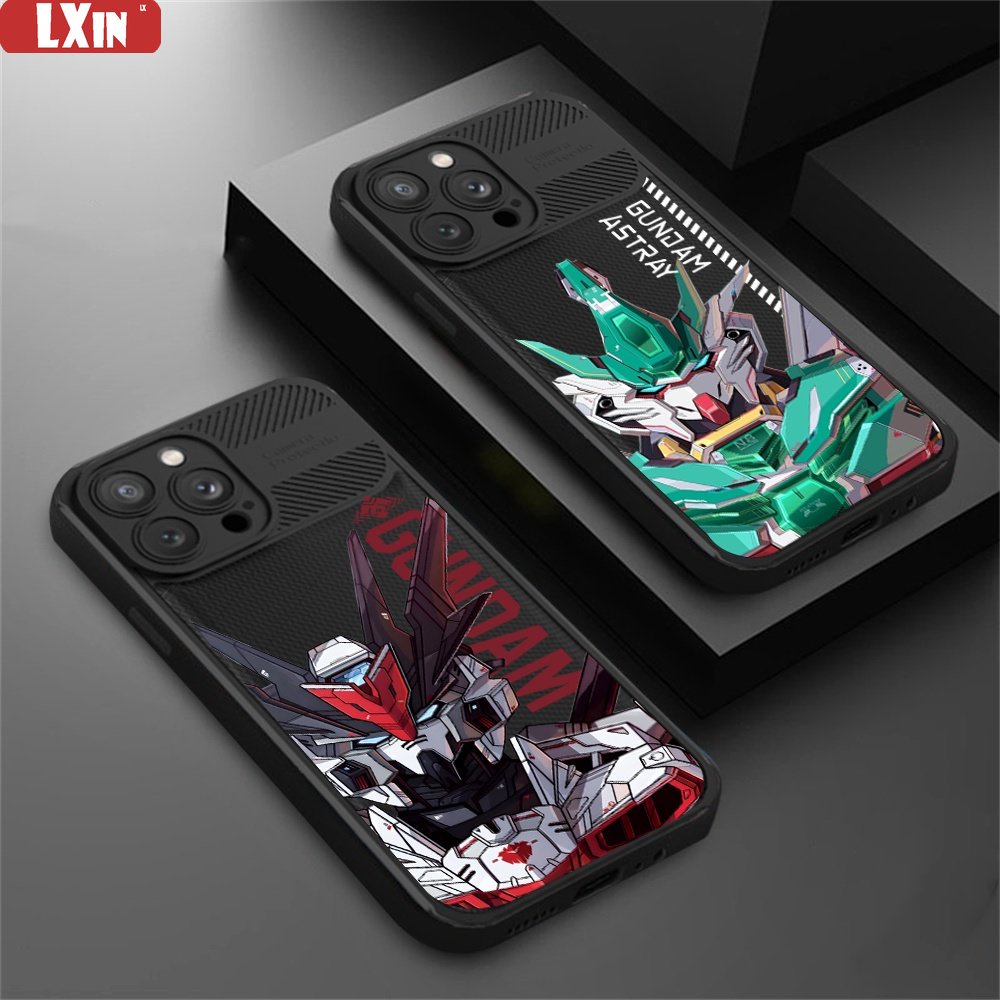 Case Serat Karbon Realme C55 C35 C33 C31 C21Y C25Y RealmeC25 C25S C15 C12 C3 C2 Realme 5 5i 5S 6i C3 Anime Keren Gundam Cross Grain Phone Cover