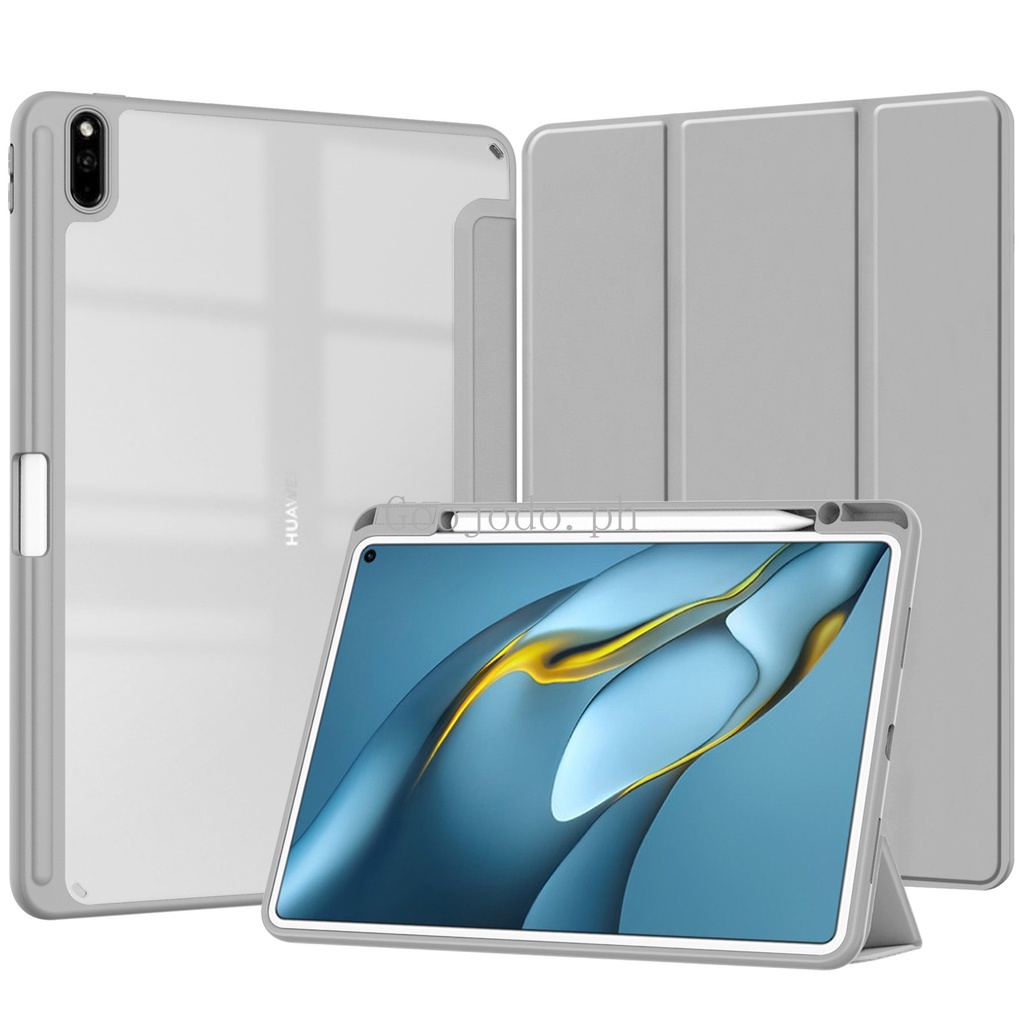 Untuk Huawei MatePad Pro 10.8 2019table Ultra Slim Kulit Tri-Fold Stand Magnetic Case Acrylic Bening Penutup Belakang