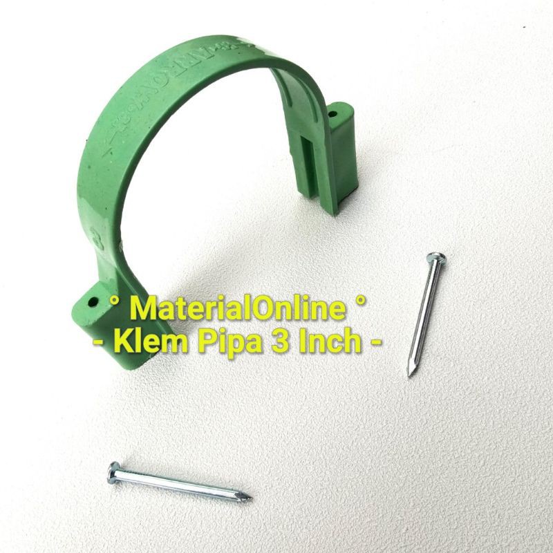Klem Pipa Air Pvc Peralon Pralon Rucika Arrow 3 Inch Inc Tembok Kayu 3Inch 3" Komplit Paku Beton