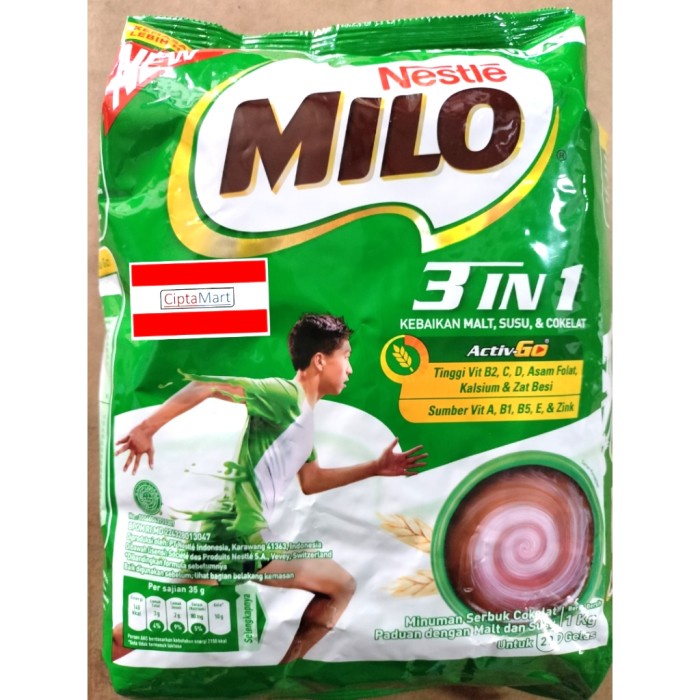 

Promo Terjangkau Nestle Milo 3 in 1 Activ-Go 1kg