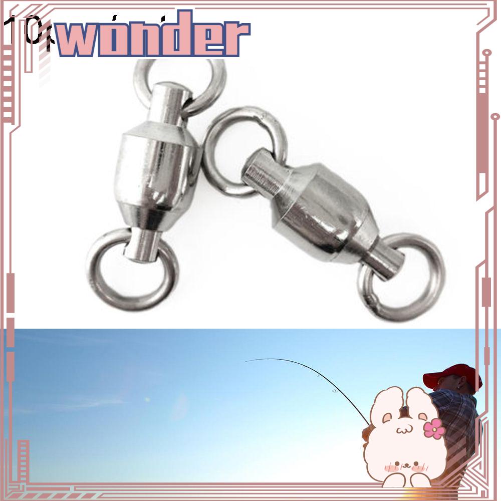 Wonder 10PCS Konektor Memancing Rolling Swivel Kekuatan Tinggi Bahan Stainless Steel Ukuran0# Kepada10# Barel Bearing