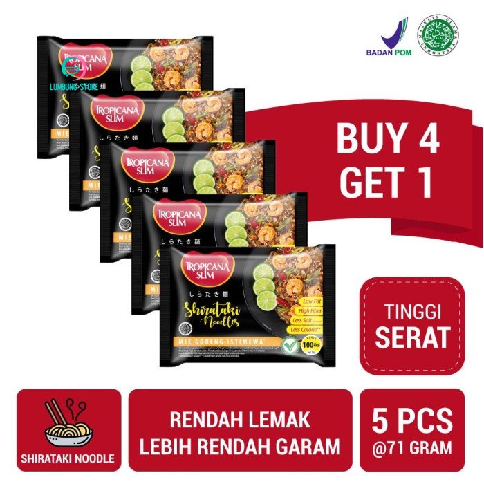 

Buy 4 Get 1 FREE: Tropicana Slim Shirataki Noodles (71gr)