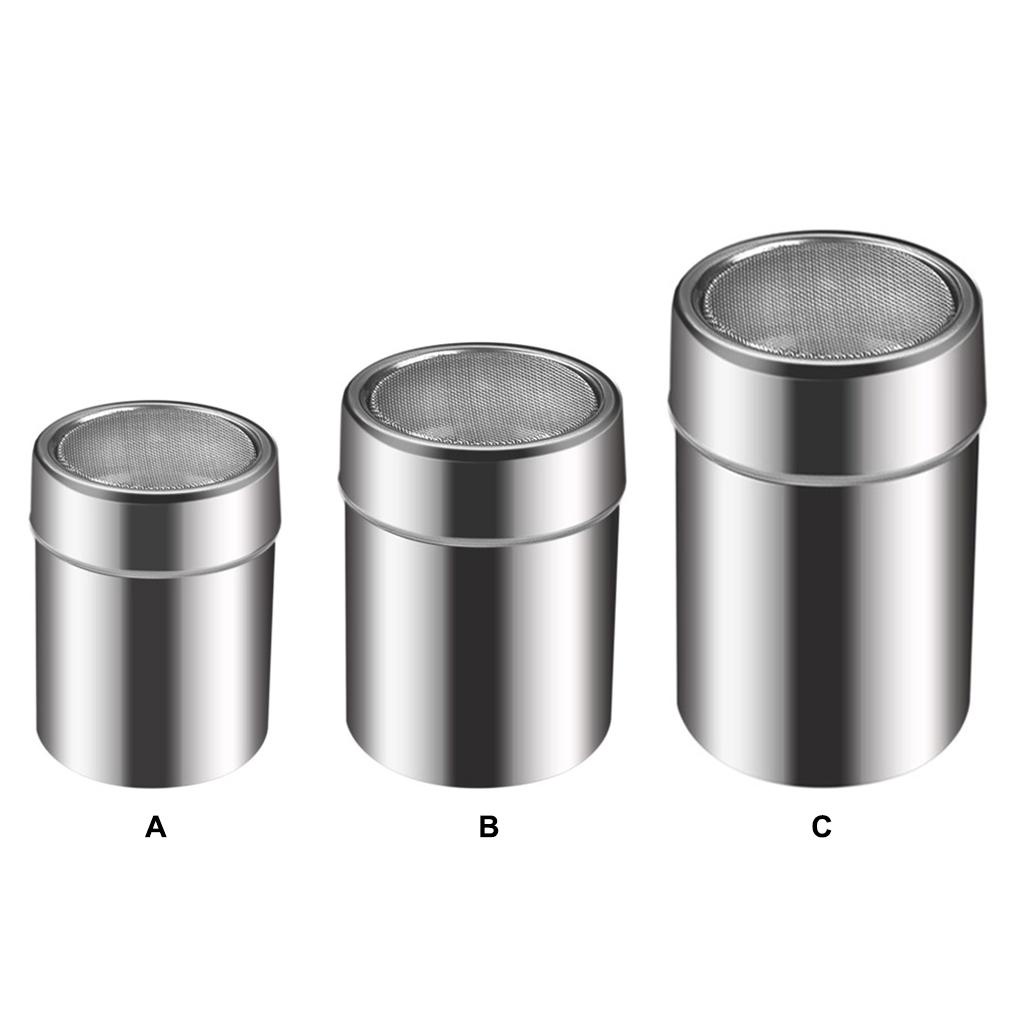 Pengocok Coklat Poles Stainless Steel Tahan Panas Handy Coffee Sifter Sugar Seasoning Dapat Aksesoris Dengan Tutup