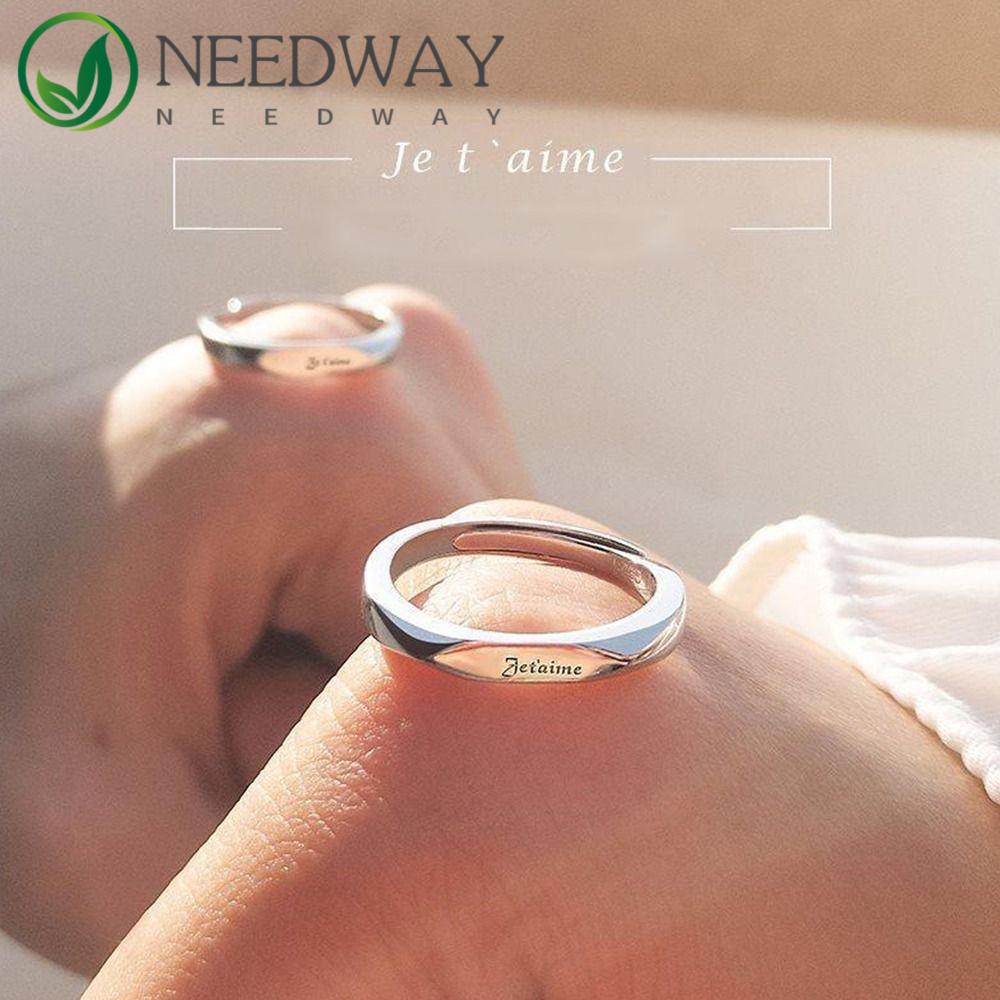 Needway  Cincin Pasangan Lucu Kreatif Matahari &amp; Bulan Menetes Minyak Minoritas Desain Kelinci Kekasih Perhiasan Aksesoris