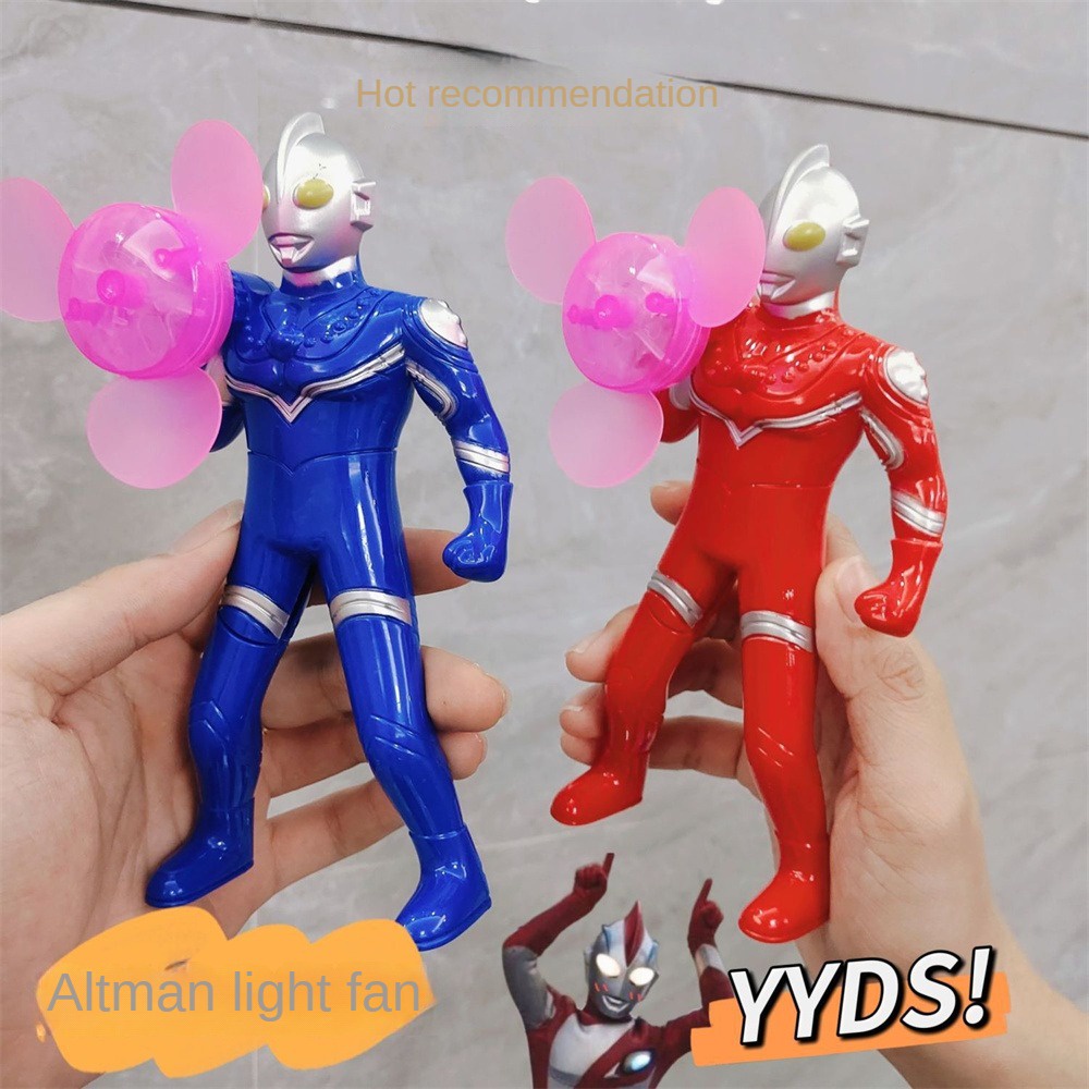 Conditioner Kartun Tangan Tekanan Kipas Ultraman Mini Pendingin Pendingin Udara Led Tangan Kecil Tekan Kipas Mainan Bantuan Stres Ornamen Hadiah Anak-anak