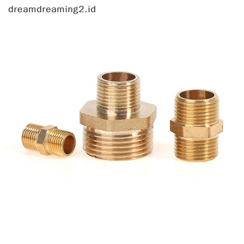 (drea) Pipa Kuningan Hex Nipple Adapter BSP Male to Male Drat Air Minyak Gas Connecto //