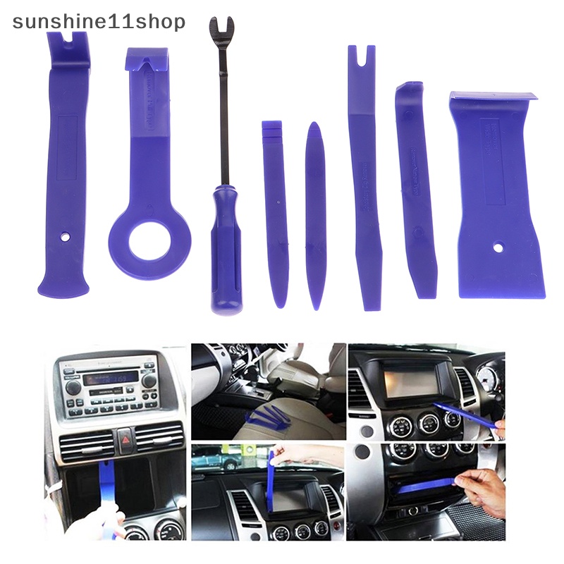 Sho 8Pcs Klip Pintu Mobil Car Bongkar Pasang Tools Set DVD Stereo Refit Kits Plastik N