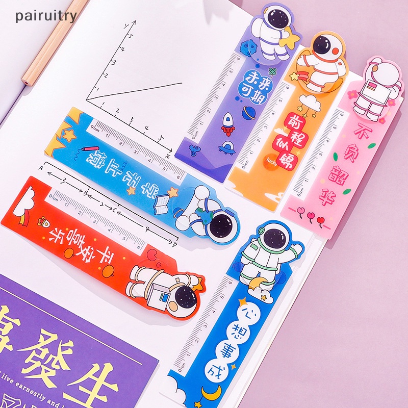 Prt 6pcs /set Kreatif Kartun Astronot Bookmark Penggaris Siswa al Penggaris Tulisan Inspiratif Bookmark Perlengkapan Sekolah PRT