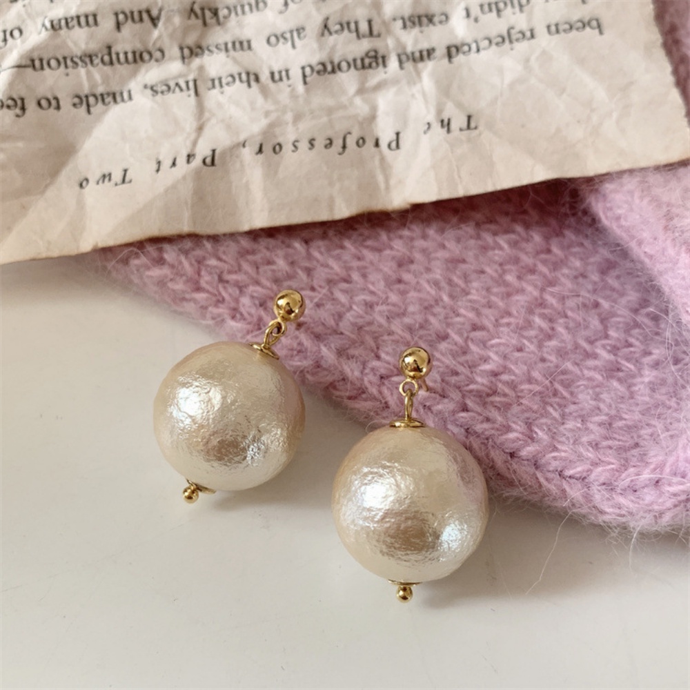 Deartiara Vintage Sederhana Kapas Anting Mutiara Temperamen Elegan Anting Berlebihan Anting Fashion