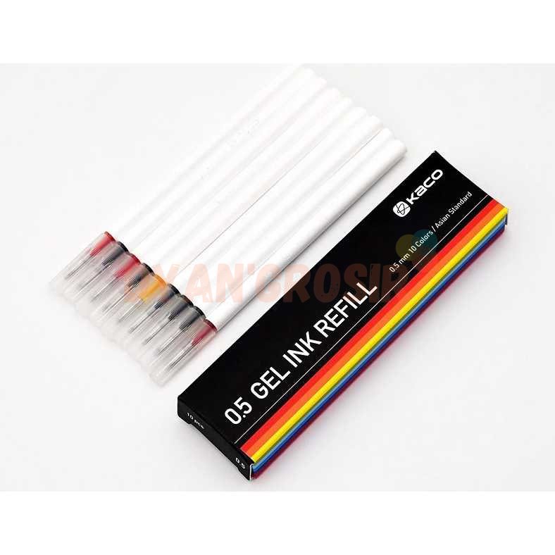 

KACO Refill Tinta Pulpen Gel Ink Bolpoin 0.5mm 10 PCS Mix Ink - K1602