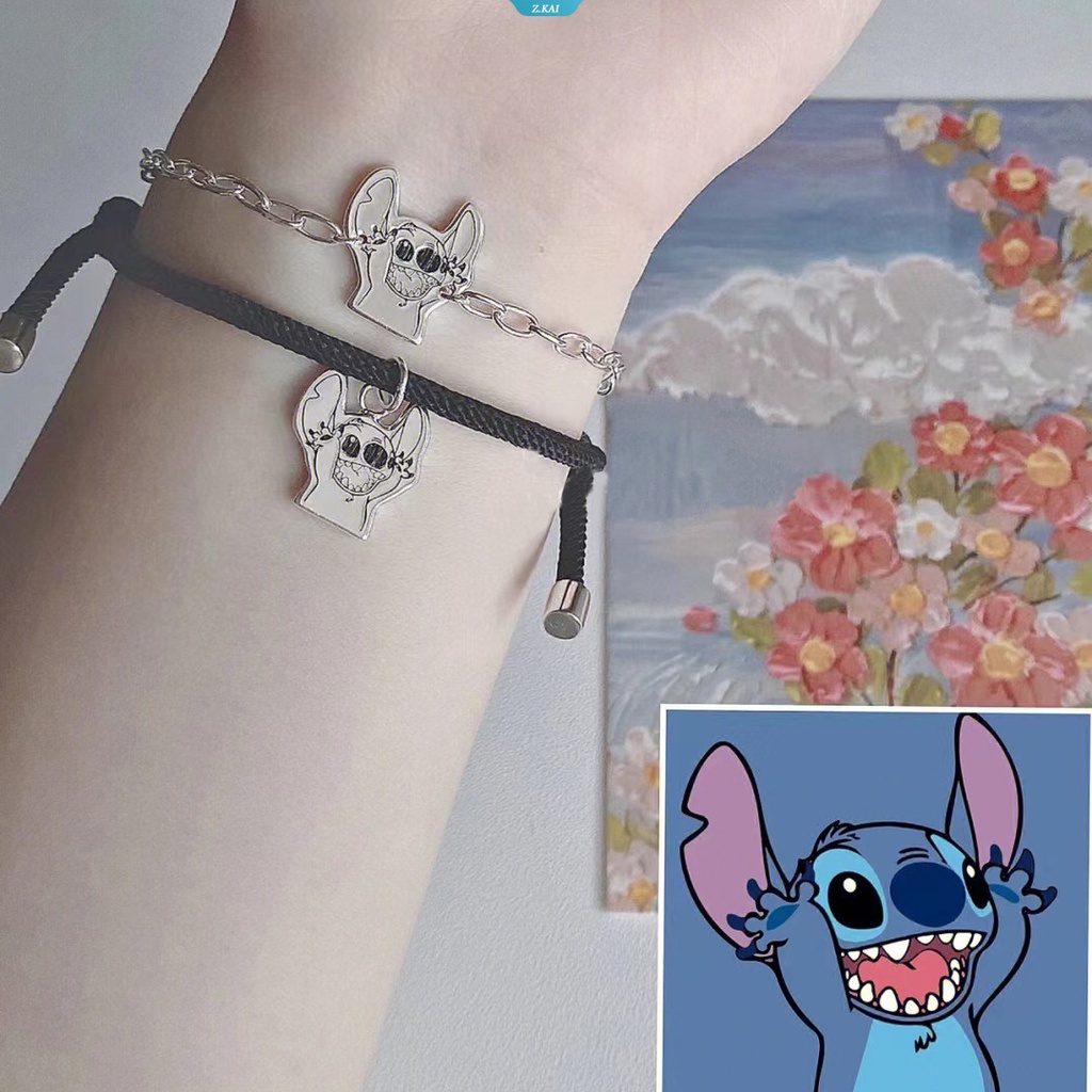 Cute Stitch BFF Gelang Bracelet Tali Gadis Lucu Hati Kartun Ukiran Tangan Ornamen Kreatif Childish Kartun Hewan Gelang [ZK]