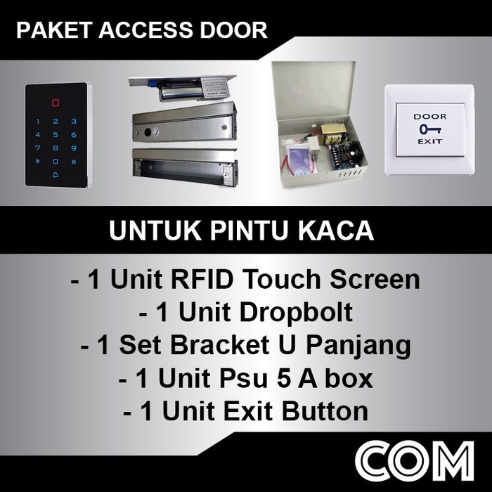 

PAKET ACCESS CONTROL RFID TOUCHSCREEN ACCESS DOOR LOCK PINTU KACA