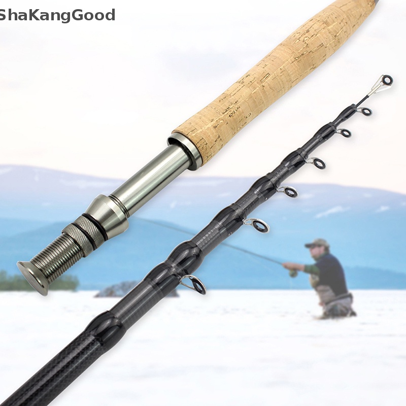 Skid 2.1m2.4m2.7m Telescopic Fly Fishing Rod Portable Carbon Fast M Power Fly Trout Lure Fishing Tackle Rod Alat Pancing pesca SKK