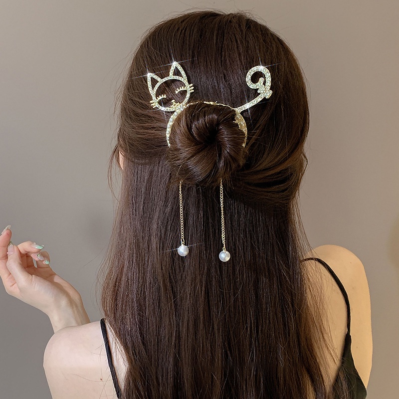 Alloy Mutiara Berlian Imitasi Bunga Rumbai Rambut Klip Fashion Ponytail Gesper Jepit Rambut Wanita Aksesoris Rambut