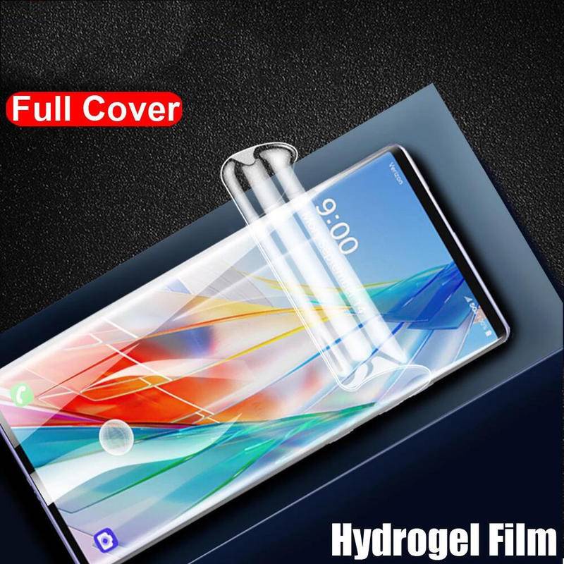 3pcs Film Hydrogel Bening Untuk LG Q31 Q51 Q52 Q60 Q61 Q70 Q92 Film Pelindung Layar Anti Cahaya Biru Full Cover Dengan Sidik Jari Bukan Kaca