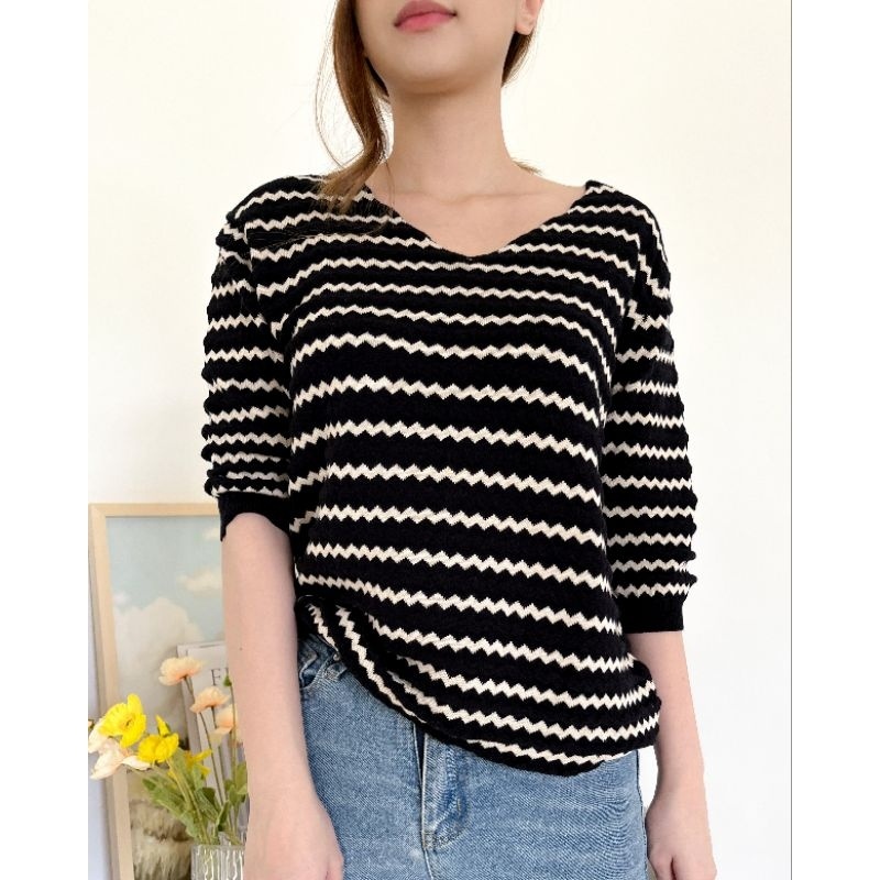 VANYA KNIT TOPS atasan sweater rajut katun wanita halus adem tangan pendek