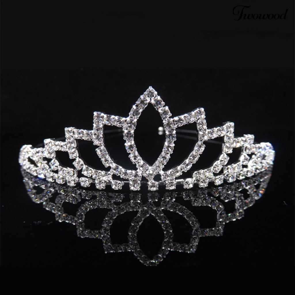 Twowood Bride Crown Berlian Imitasi Berongga Keluar Simetris Dekorasi Rambut Gaya Putri Kinerja Elastis Adjustable Queen Crown Perhiasan Pernikahan