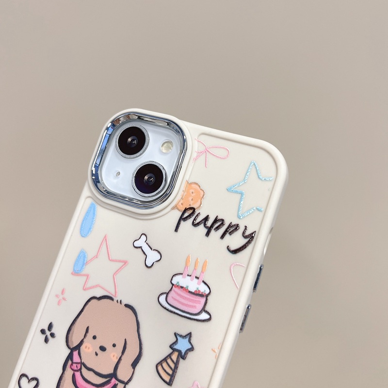 All New Electroplated Camera Skin Silicone Soft Case IPhone 11 12 13 14 Pro Max Women's Fashion Gift Cute Cartoon Phone Case Pet Dog CAKE