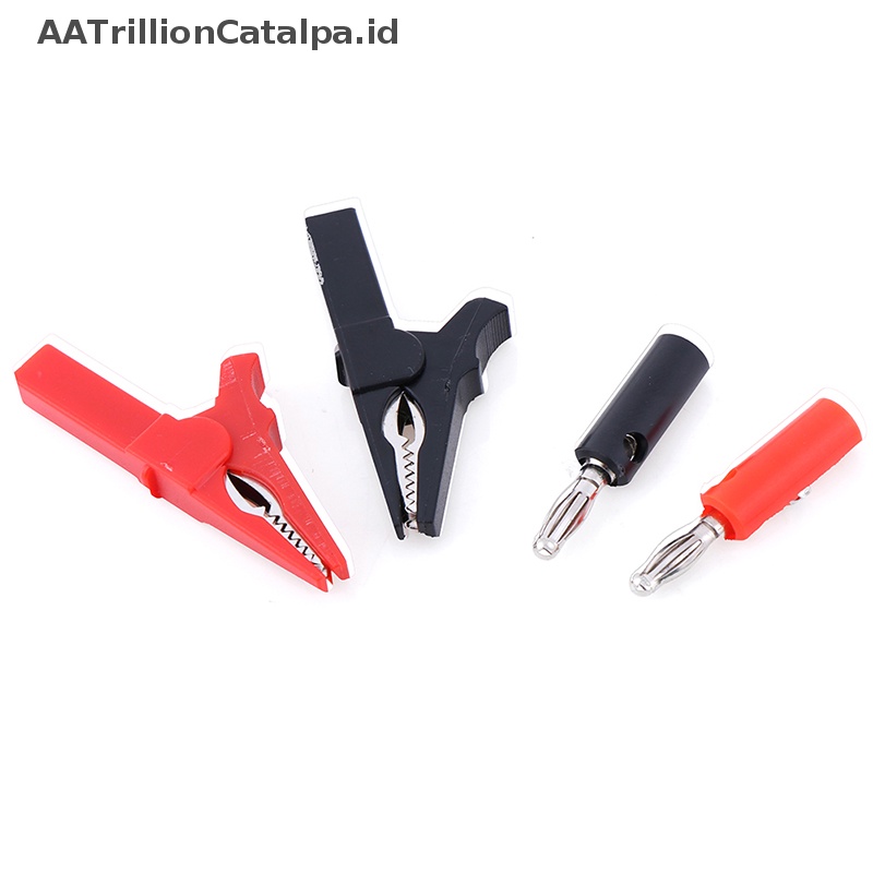 Aatrillioncatalpa 2pcs Klip Buaya 55mm Dengan 2pcs plug Pisang 4mm Hitam Dan Merah ID