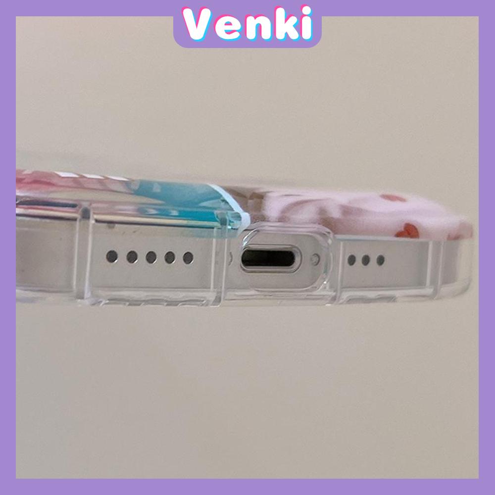 VENKI - Untuk iPhone 11 iPhone Case Laser Reflektif Bening Phone Case TPU Soft Shockproof Airbag Case Cute Kucing Anjing Kompatibel dengan iPhone 14 13 Pro Max 12 Pro Max XR 7PLus 8PLus