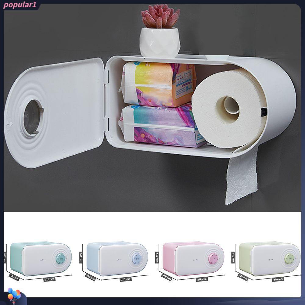 Populer Toilet Paper Holder New No Punching Wall Mounted Kitchen Penyimpanan Kertas Roll/ Dispenser Kertas Serut