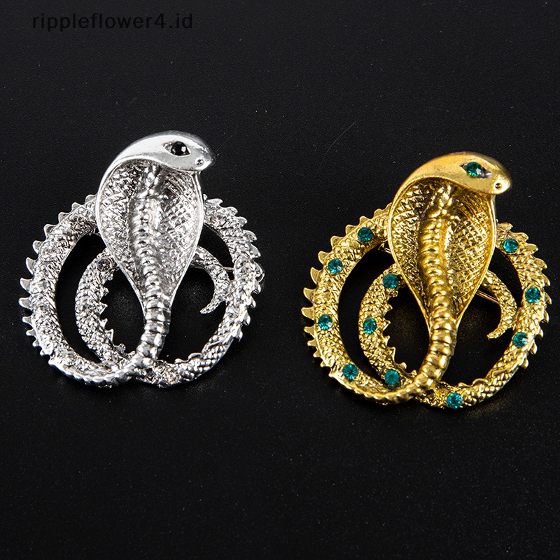 {rippleflower4.id} Retro Logam Ular Bros Perhiasan Lapel Pin Lencana Bros Untuk Aksesoris Pria~