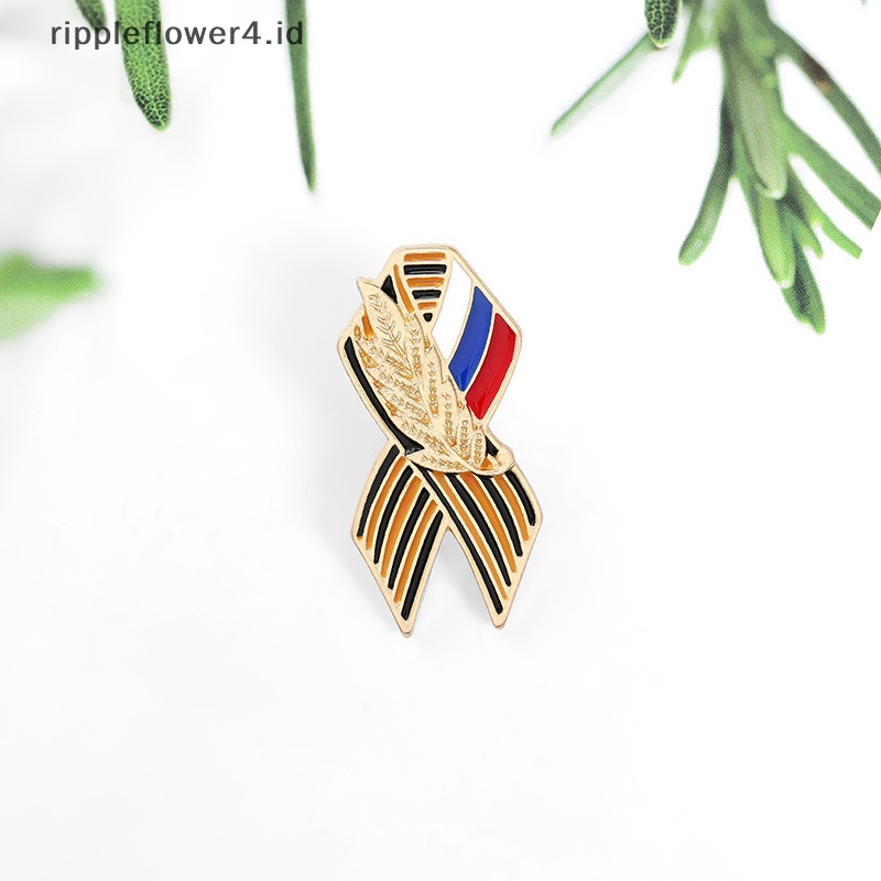{rippleflower4.id} Pita Tanda Lencana Bendera Rusia Saint George Ribbon Lapel Pin Meriah Bros~