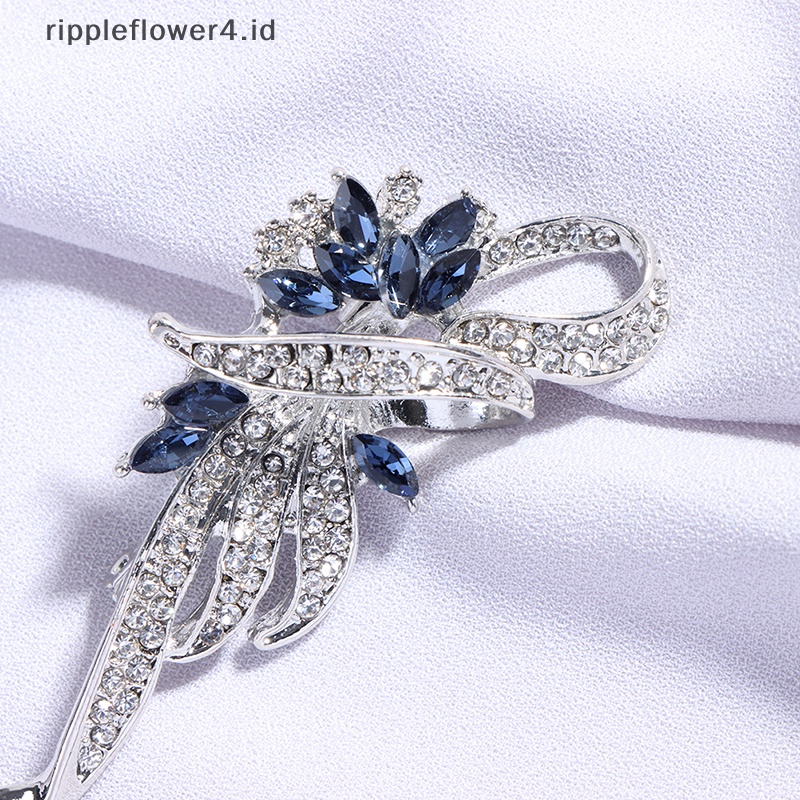 {rippleflower4.id} 1pc Wanita Elegan Kristal Bros Pin Fashion Perhiasan Pakaian Aksesoris Hadiah~