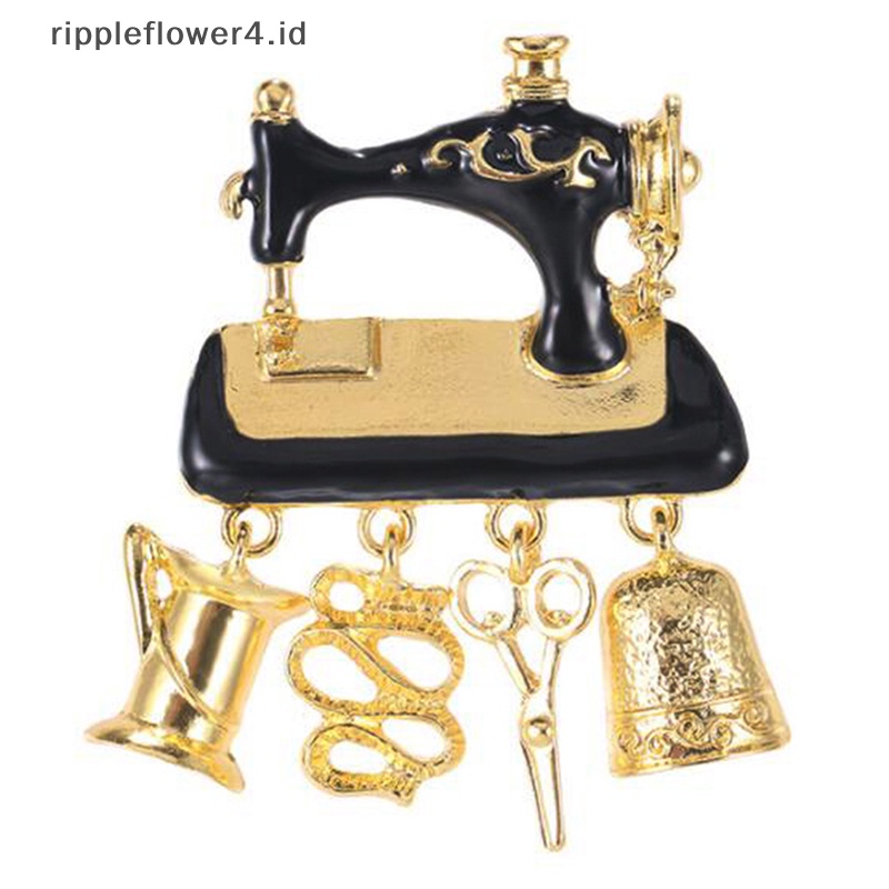 {rippleflower4.id} 1pc Pin Bros Mesin Jahit Sartorius Gaya Vintage Berlapis Emas~