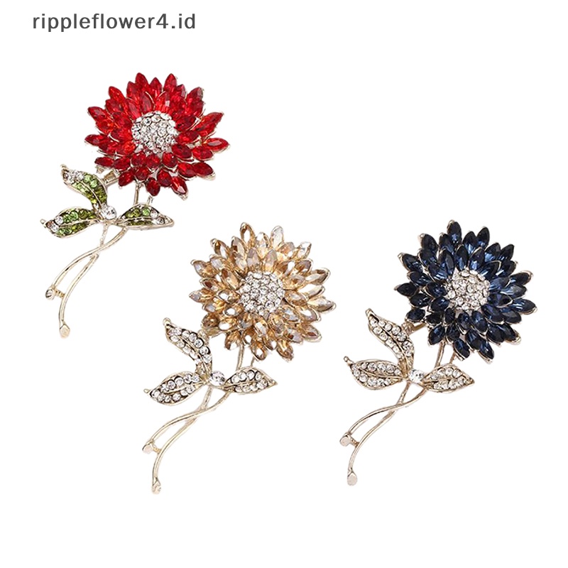 {rippleflower4.id} Fashion Bunga Berlian Bros Pakaian Baju Kerah Bros Perhiasan Hadiah Untuk Wanita~