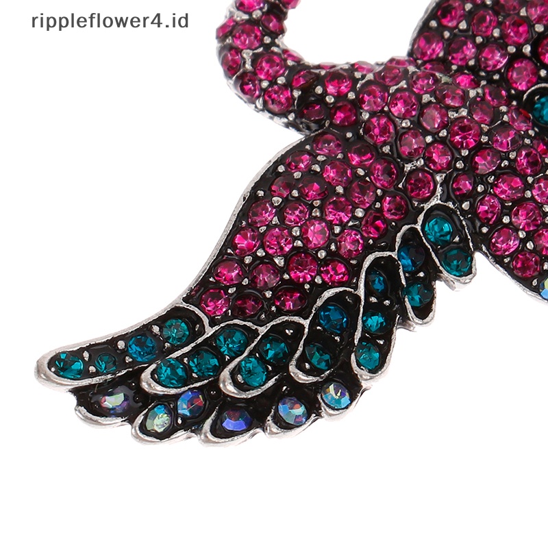 {rippleflower4.id} Berlian Imitasi Crane Bird Bros Wanita Alloy Sparking Hewan Bros Pin Hadiah~