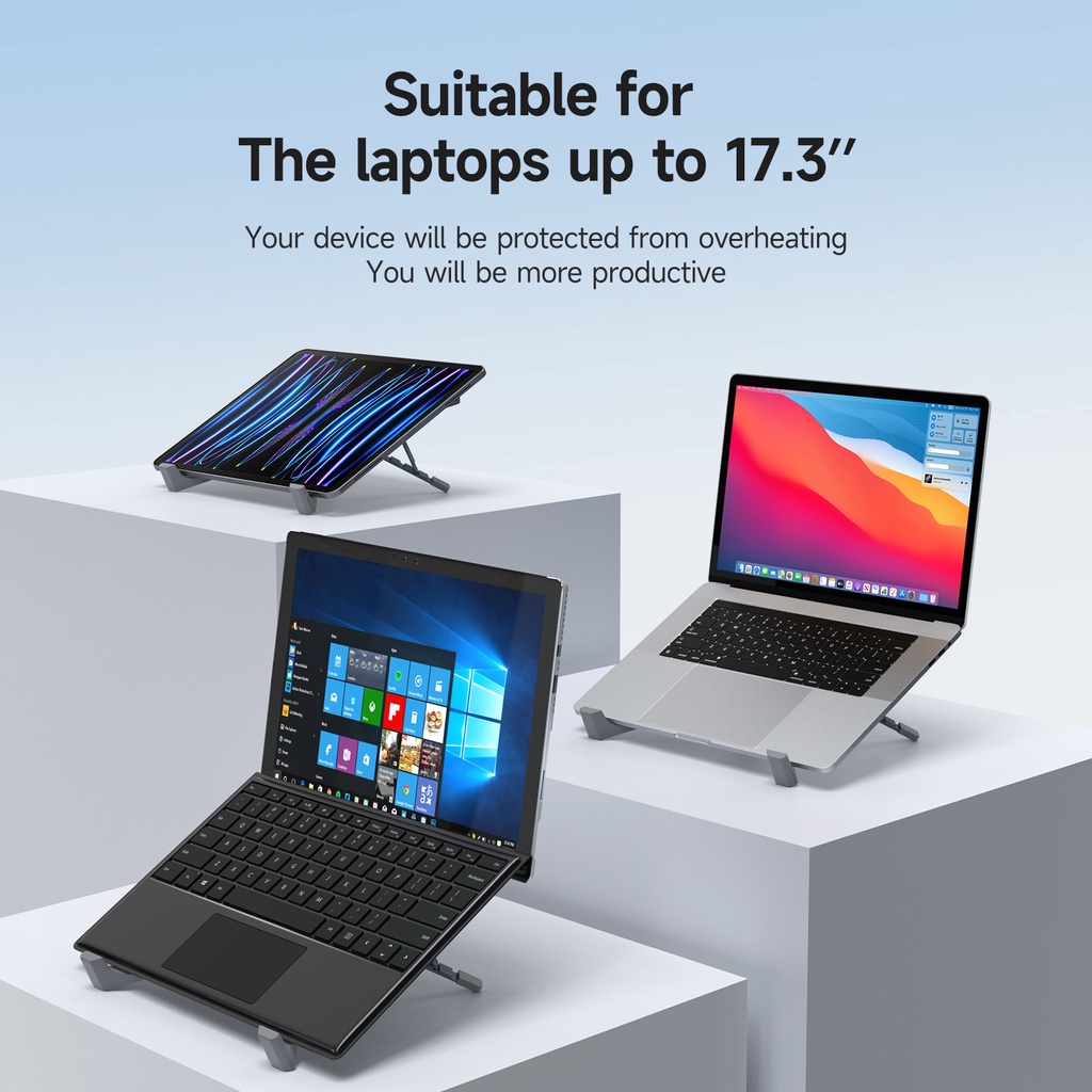 Aluminium Alloy Foldable X-Shape Steady Stand Portable Holder Untuk Laptop Adjustable Stand up to 17.3 ''Dukungan Kuat