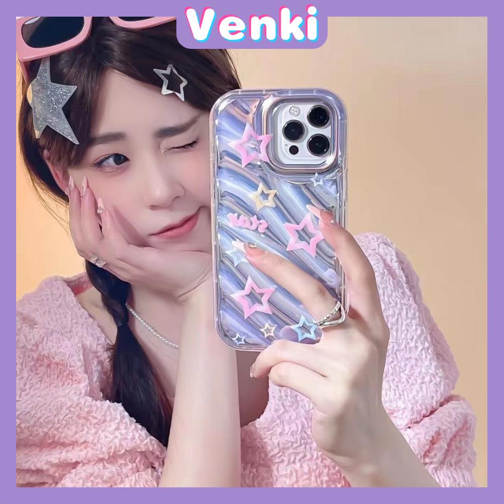 VENKI - Untuk iPhone 11 iPhone Case Laser Reflektif Bening Phone Case TPU Soft Shockproof Airbag Case Bintang Sederhana Kompatibel dengan iPhone 14 13 Pro Max 12 Pro Max XR XR 7Plus 8Plus