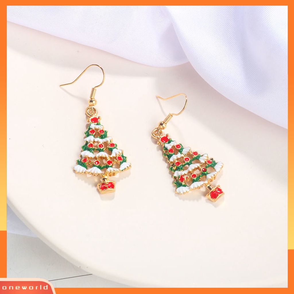 [WOD] 1pasang Anting Berdandan Elegan Menawan Semua Pertandingan Memakai Bentuk Pohon Xmas Wanita Gaya Drop Earrings Untuk Natal