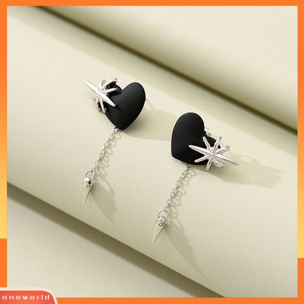 [WOD] 1pasang Drop Earrings Gothic Rantai Panjang Rumbai Hip Hop Kilau Terang Semua Pertandingan Dekorasi Streetwear Wanita Cinta Hati Studs Earrings Fashion Perhiasan Untuk Pacaran