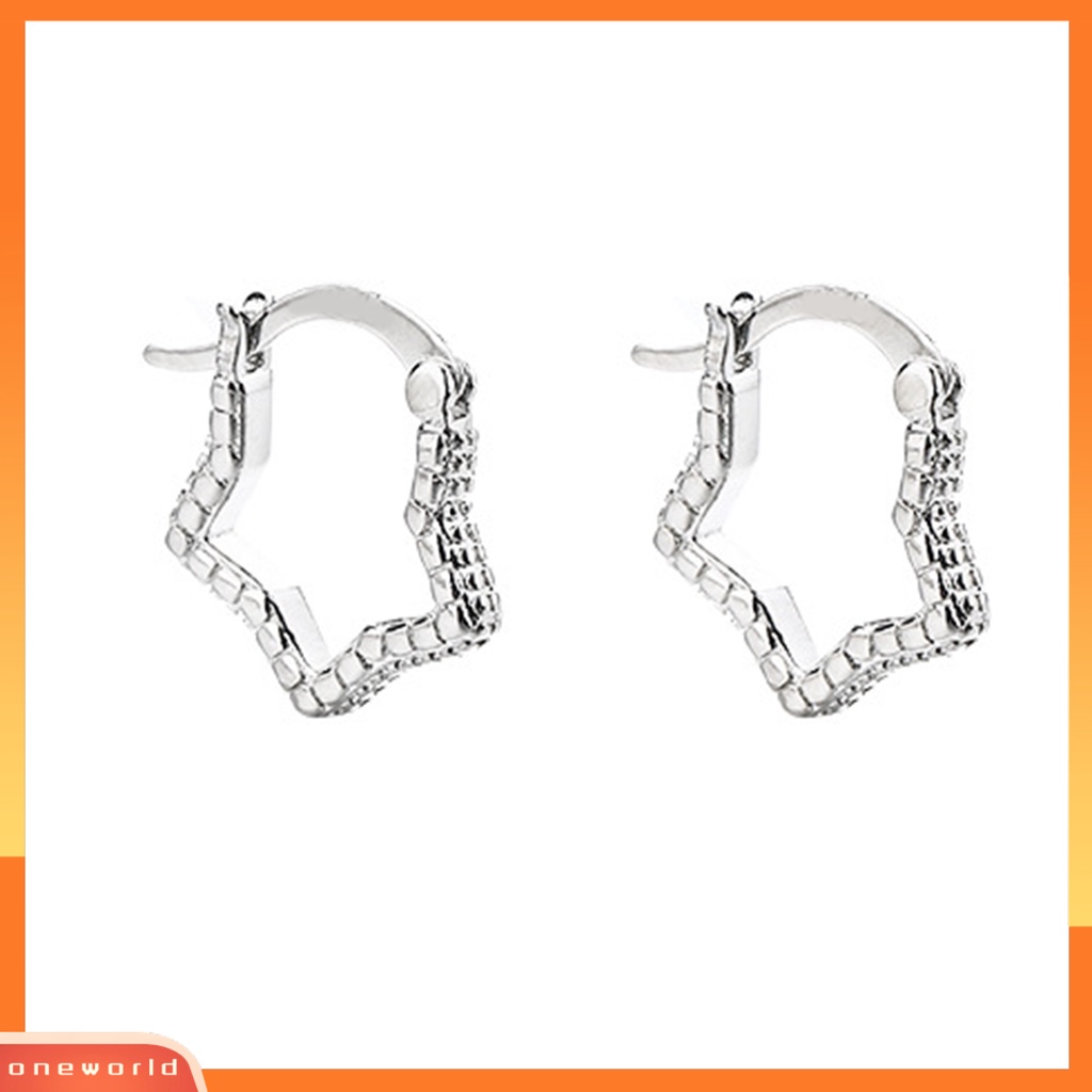 [WOD] 1pasang Anting Fashion Mewah Berkilau Tahan Aus Bentuk Pentastar Punk Pakaian Sehari-Hari Unisex Ringan Berkilau Anting-Anting Untuk Pacaran