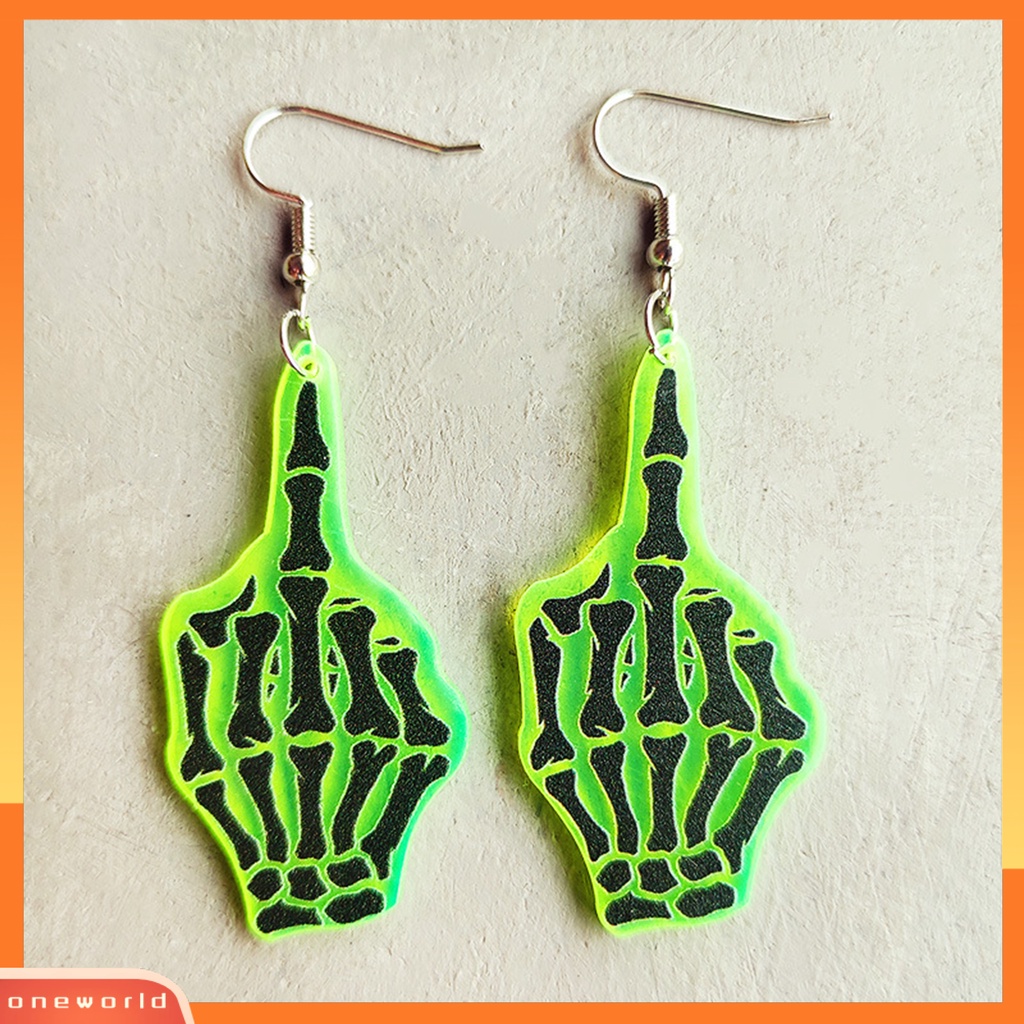 [WOD] 1pasang Anting Halloween Neon Meriah Geometris Pesta Halloween Tengkorak Mengerikan UFO Penyihir Drop Anting Berdandan Perhiasan Hadiah Untuk Festival Hantu