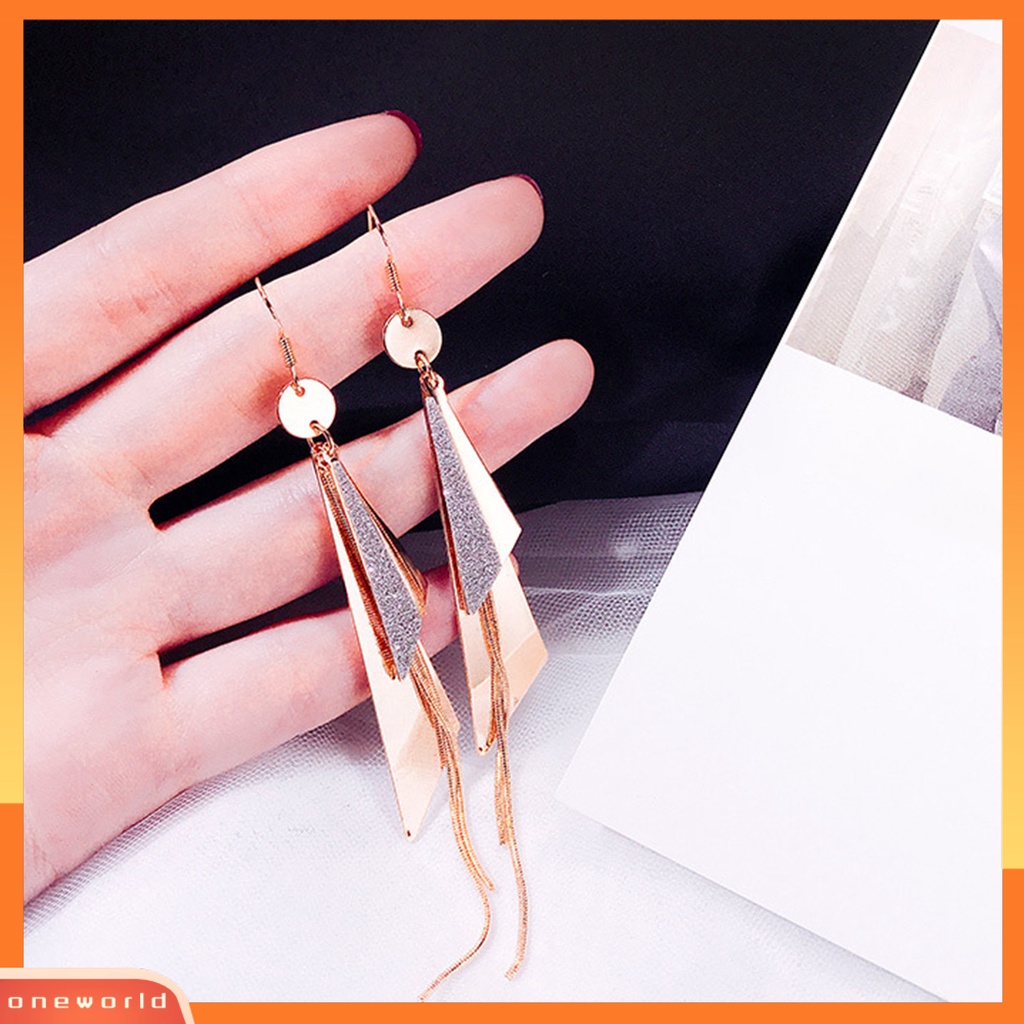 [WOD] 1pasang Anting Menjuntai Geometris Rumbai Panjang Anti Alergi Lady Drop Earrings Untuk Hadiah