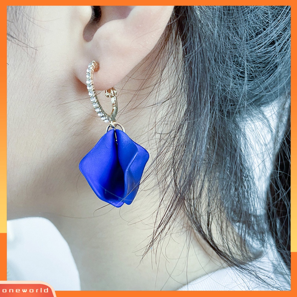 [WOD] 1pasang Anting Liontin Hias Anting Hoop Kelopak Bunga Mawar Artistik Untuk Hadiah