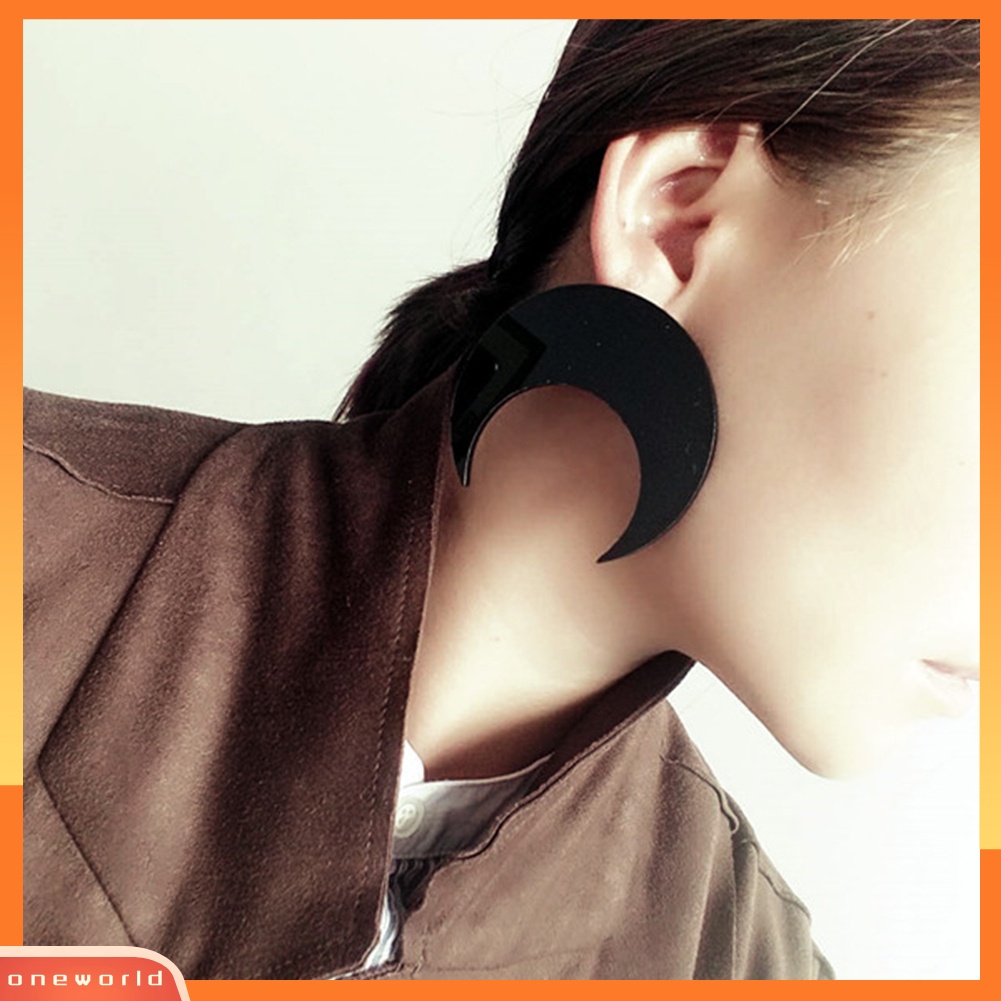 [WOD] Fashion Bulan Sabit Menjuntai Statement Stud Earrings Wanita Pesta Perhiasan Hadiah