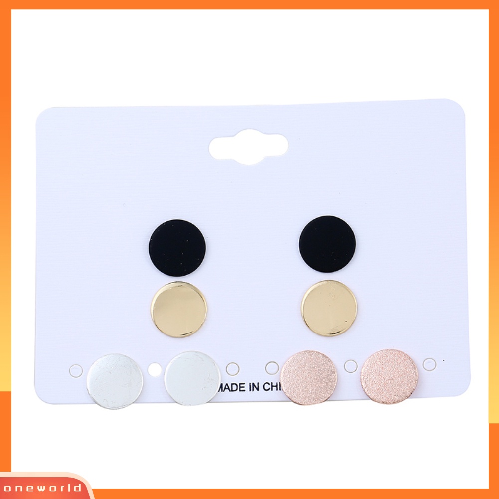 [WOD] Fashion Bulat Wanita Ear Studs Earrings Set Pesta Perhiasan Hadiah Pesona Cocktail