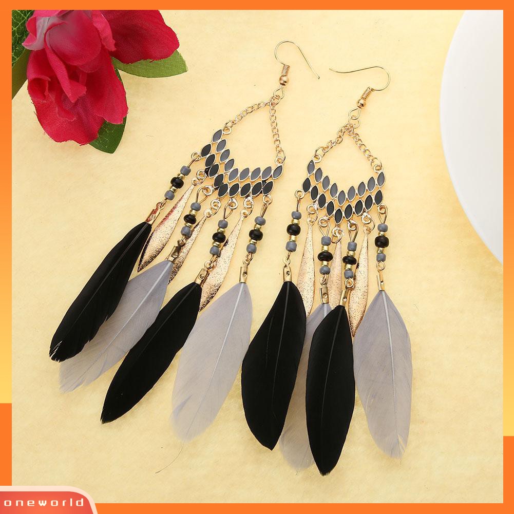 [WOD] Vintage Panjang Menjuntai Bulu Boho Kait Anting Wanita Menawan Perhiasan Hadiah
